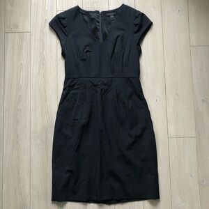 J. Crew Cap Sleeve V Neck Dress in Black Size 4P